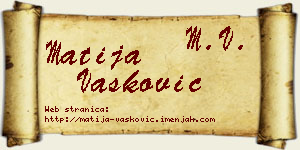 Matija Vasković vizit kartica